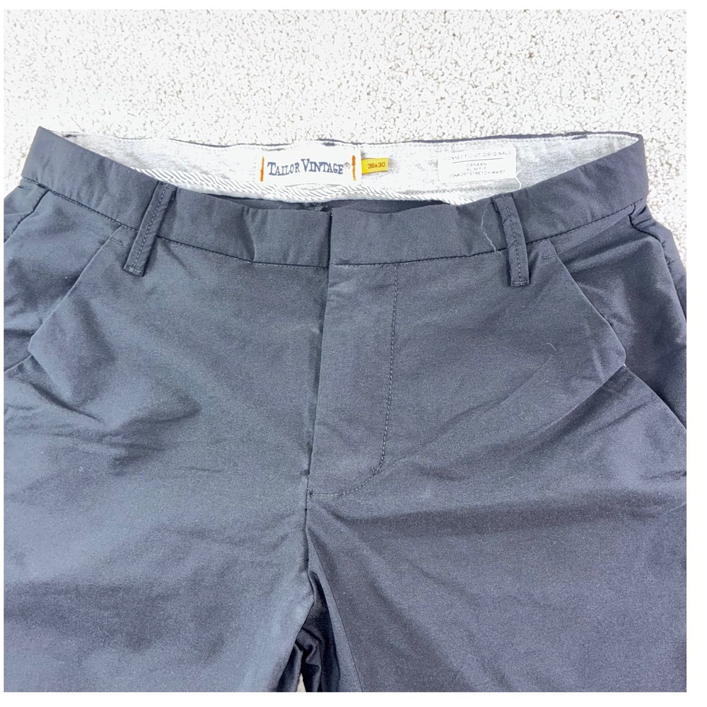 Tailor Vintage Canaan Mens 36x30 Black Modern Casual Stretch Chino Pant Slim Fit